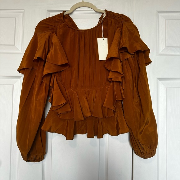 Ulla Johnson Tops - Ulla Johnson Amina Ruffled Silk-Crepe De Chine Blouse NWT